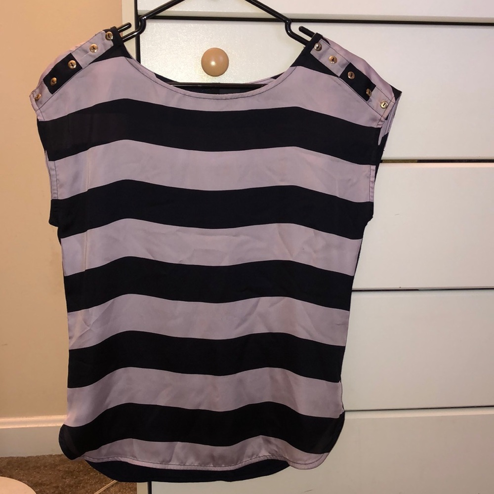 Lavender and Navy Blue Blouse